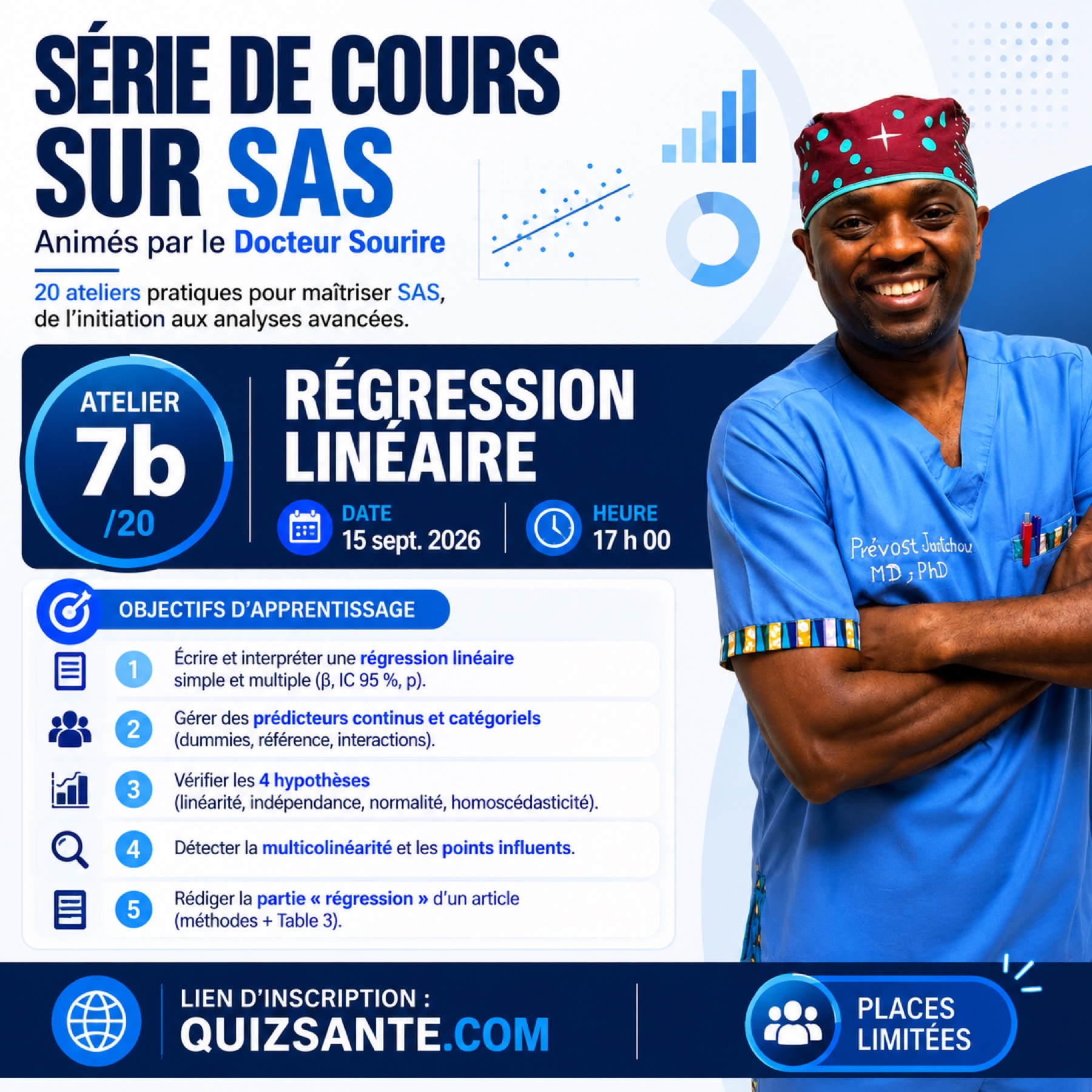 Affiche de l'atelier SAS Régression linéaire du 15 septembre 2026